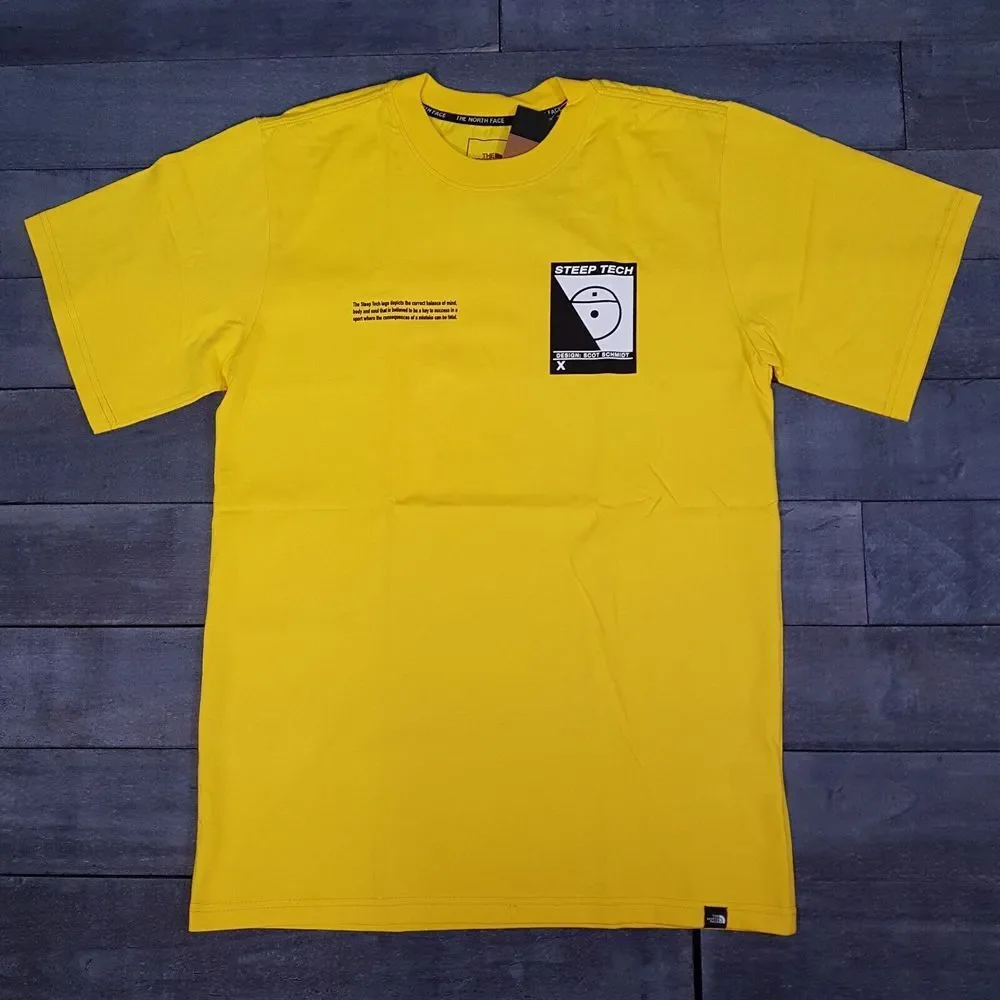 THE NORTH FACE Steep Tech Scot Schmidt T-shirt Mens Size SMALL Lightning‎ Yellow